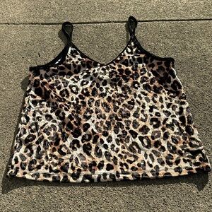 Leopard velour sleep top. Size med. brand new with tags. Pink Victoria’s secret
